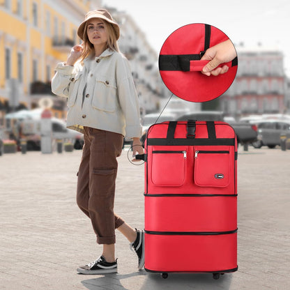 30''36''40''Rolling Wheeled Duffel Bag Suitcases with Wheels Expandable Foldable Luggage Bag Rolling Travel Bag Duffel Bag for Men Women#Black,30