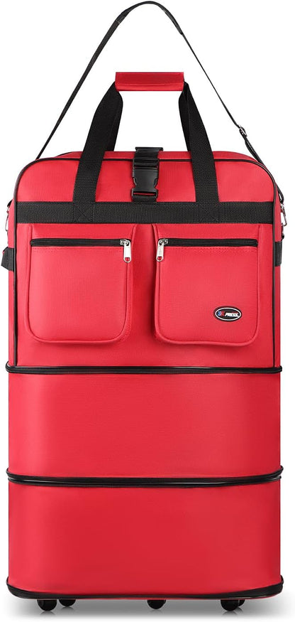 30''36''40''Rolling Wheeled Duffel Bag Suitcases with Wheels Expandable Foldable Luggage Bag Rolling Travel Bag Duffel Bag for Men Women#Black,30