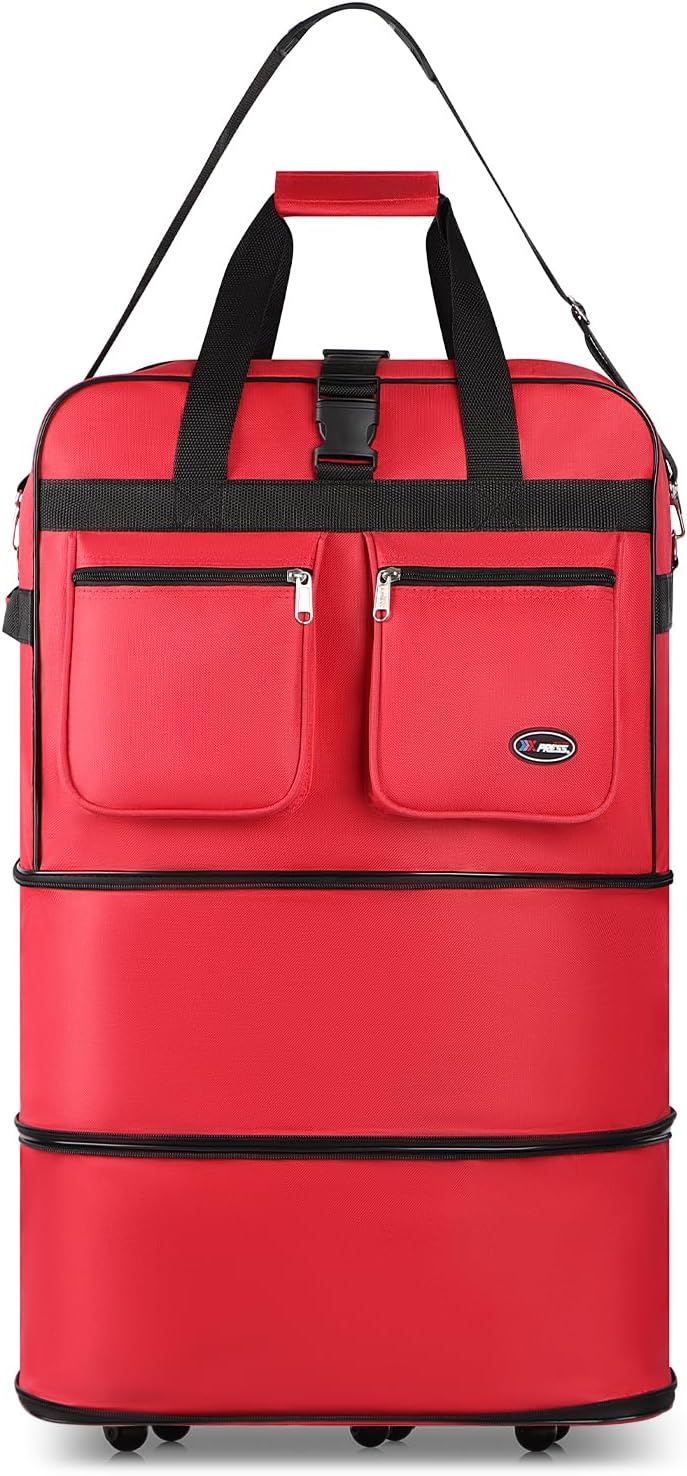 30''36''40''Rolling Wheeled Duffel Bag Suitcases with Wheels Expandable Foldable Luggage Bag Rolling Travel Bag Duffel Bag for Men Women#Black,30