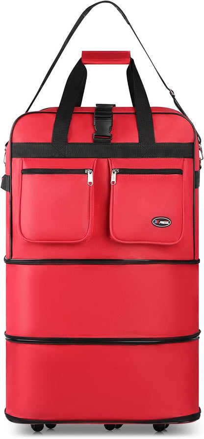 30''36''40''Rolling Wheeled Duffel Bag Suitcases with Wheels Expandable Foldable Luggage Bag Rolling Travel Bag Duffel Bag for Men Women#Black,30