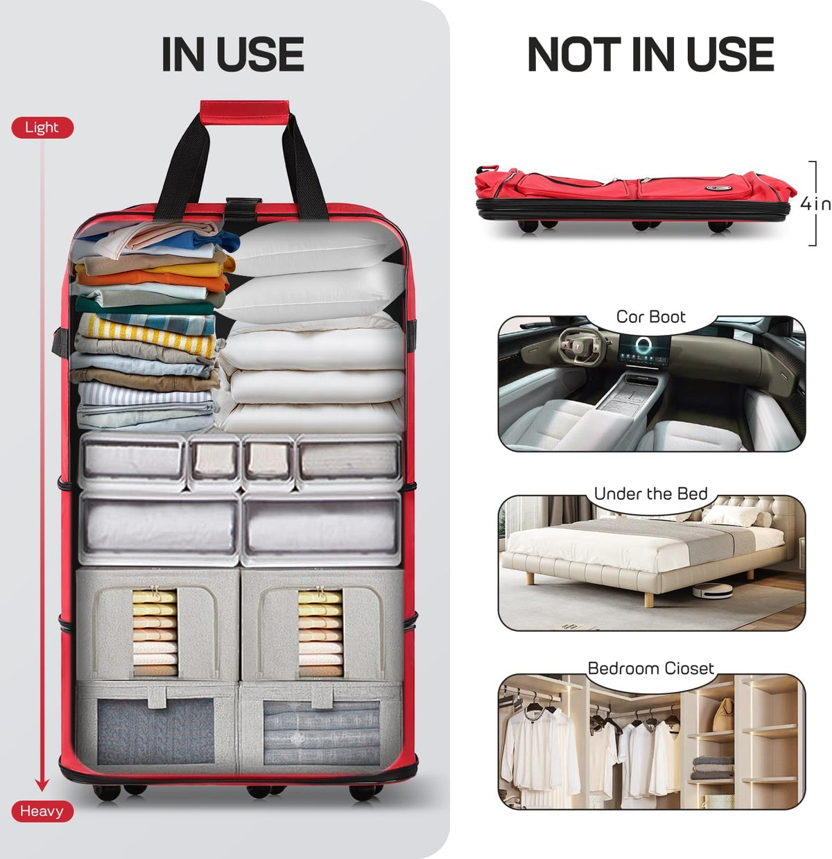 30''36''40''Rolling Wheeled Duffel Bag Suitcases with Wheels Expandable Foldable Luggage Bag Rolling Travel Bag Duffel Bag for Men Women#Black,30