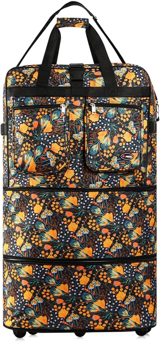 30''36''40''Rolling Wheeled Duffel Bag Suitcases with Wheels Expandable Foldable Luggage Bag Rolling Travel Bag Duffel Bag for Men Women#Black,30