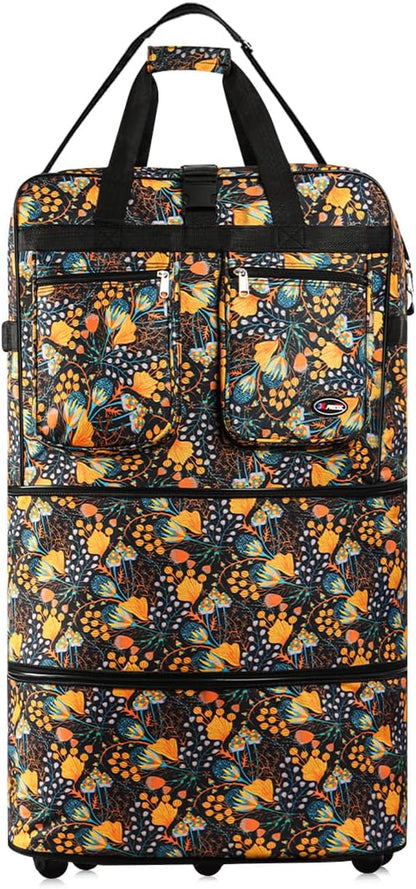30''36''40''Rolling Wheeled Duffel Bag Suitcases with Wheels Expandable Foldable Luggage Bag Rolling Travel Bag Duffel Bag for Men Women#Black,30