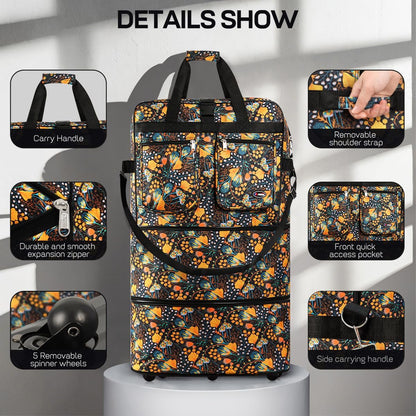 30''36''40''Rolling Wheeled Duffel Bag Suitcases with Wheels Expandable Foldable Luggage Bag Rolling Travel Bag Duffel Bag for Men Women#Black,30