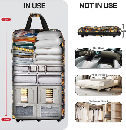 30''36''40''Rolling Wheeled Duffel Bag Suitcases with Wheels Expandable Foldable Luggage Bag Rolling Travel Bag Duffel Bag for Men Women#Black,30