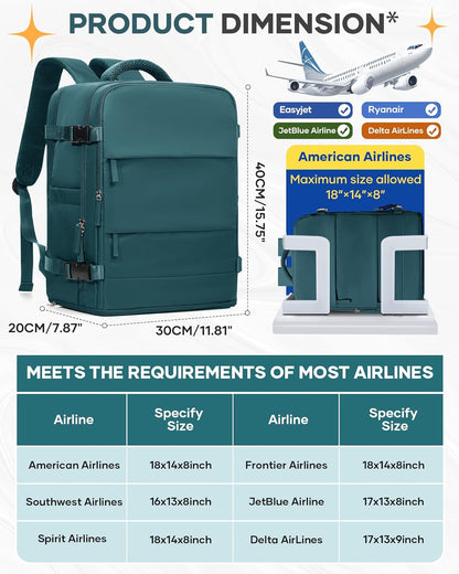 Travel Backpack Carry On Backpack Personal Item Travel Bag Mochila De Viaje Carry On Backpack For Airplanes Traveling Backpack For Women Gym Backpacks College Backpacks Sapphire Blue - Colors A