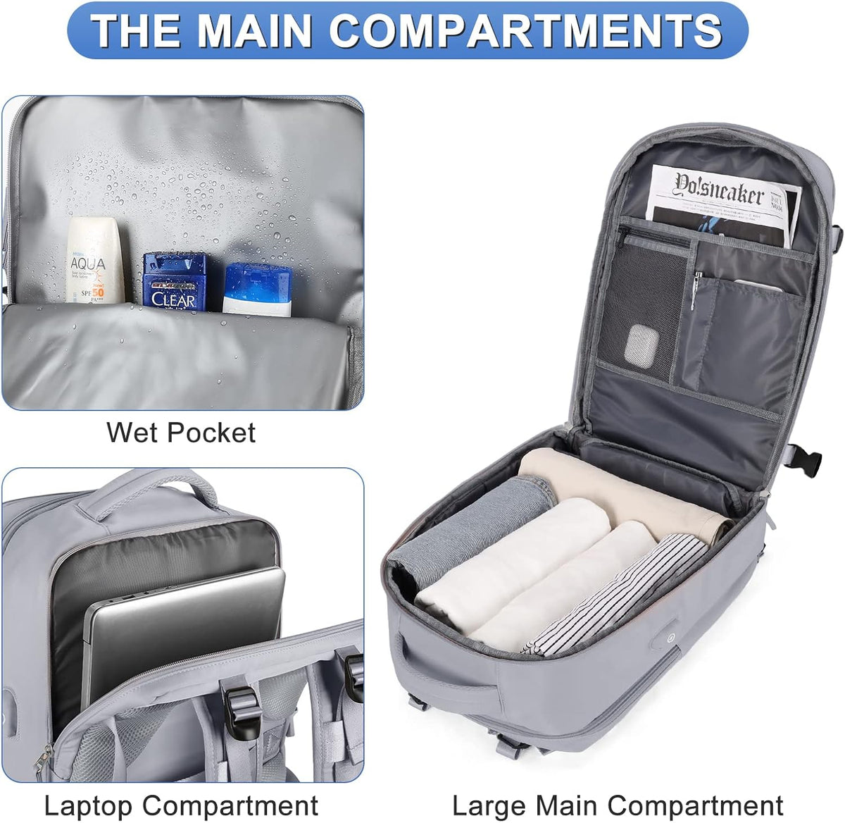 Travel Backpack Carry On Backpack Personal Item Travel Bag Mochila De Viaje Carry On Backpack For Airplanes Traveling Backpack For Women Gym Backpacks College Backpacks Sapphire Blue - Colors A