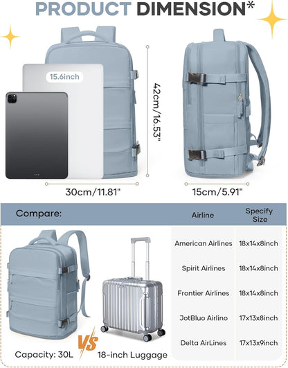 Travel Backpack Carry On Backpack Personal Item Travel Bag Mochila De Viaje Carry On Backpack For Airplanes Traveling Backpack For Women Gym Backpacks College Backpacks Sapphire Blue - Colors A