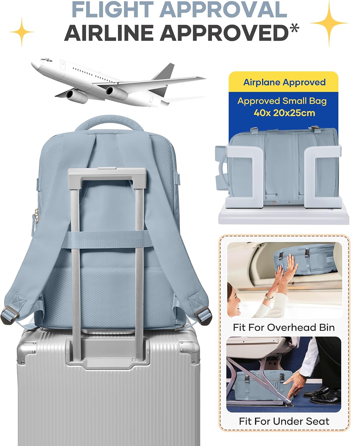 Travel Backpack Carry On Backpack Personal Item Travel Bag Mochila De Viaje Carry On Backpack For Airplanes Traveling Backpack For Women Gym Backpacks College Backpacks Sapphire Blue - Colors A