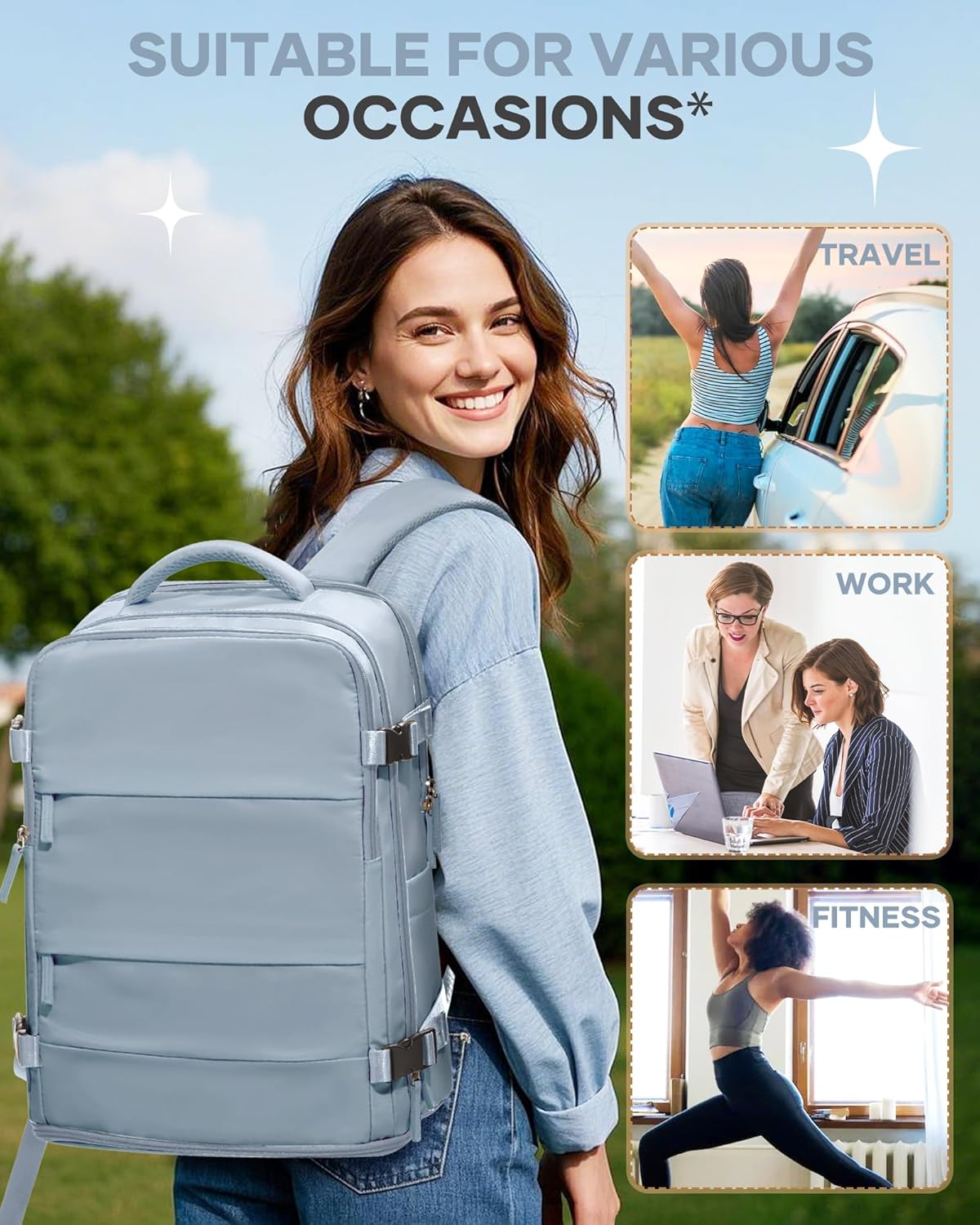 Travel Backpack Carry On Backpack Personal Item Travel Bag Mochila De Viaje Carry On Backpack For Airplanes Traveling Backpack For Women Gym Backpacks College Backpacks Sapphire Blue - Colors A