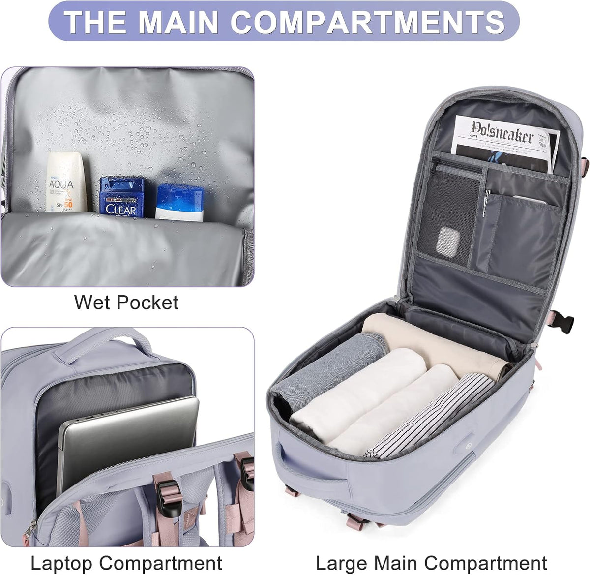 Travel Backpack Carry On Backpack Personal Item Travel Bag Mochila De Viaje Carry On Backpack For Airplanes Traveling Backpack For Women Gym Backpacks College Backpacks Sapphire Blue - Colors A