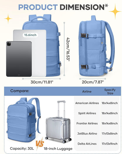 Travel Backpack Carry On Backpack Personal Item Travel Bag Mochila De Viaje Carry On Backpack For Airplanes Traveling Backpack For Women Gym Backpacks College Backpacks Sapphire Blue - Colors A