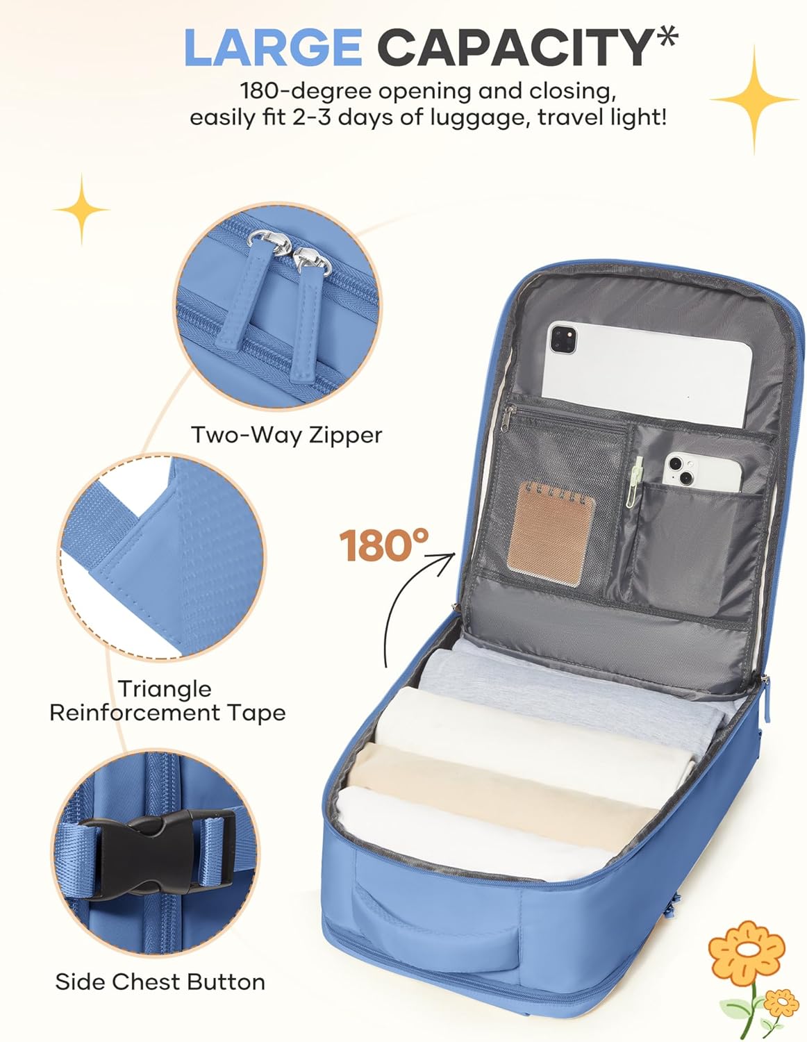 Travel Backpack Carry On Backpack Personal Item Travel Bag Mochila De Viaje Carry On Backpack For Airplanes Traveling Backpack For Women Gym Backpacks College Backpacks Sapphire Blue - Colors A