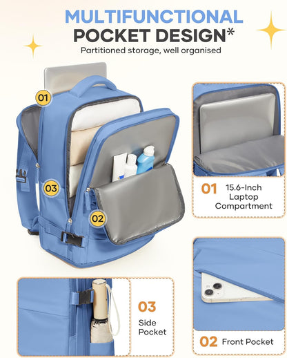 Travel Backpack Carry On Backpack Personal Item Travel Bag Mochila De Viaje Carry On Backpack For Airplanes Traveling Backpack For Women Gym Backpacks College Backpacks Sapphire Blue - Colors A