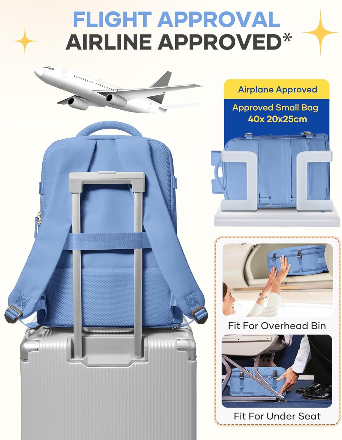 Travel Backpack Carry On Backpack Personal Item Travel Bag Mochila De Viaje Carry On Backpack For Airplanes Traveling Backpack For Women Gym Backpacks College Backpacks Sapphire Blue - Colors A