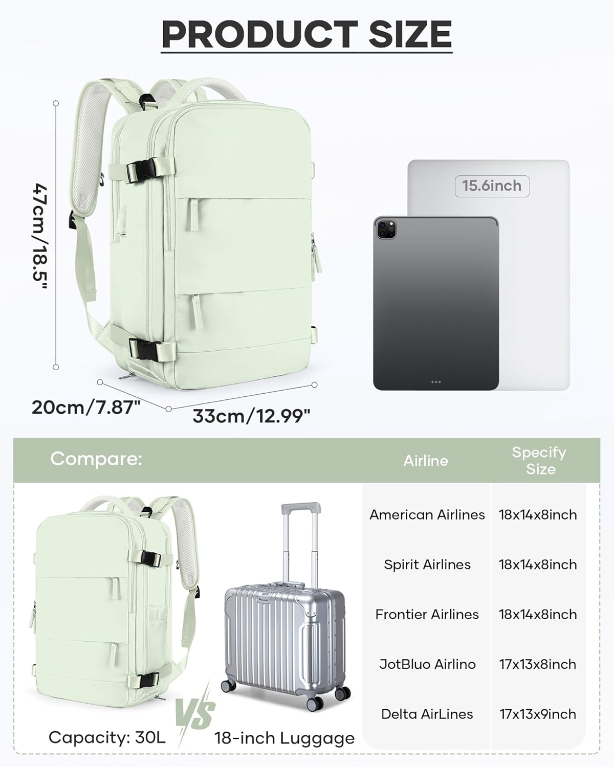 Travel Backpack Carry On Backpack Personal Item Travel Bag Mochila De Viaje Carry On Backpack For Airplanes Traveling Backpack For Women Gym Backpacks College Backpacks Sapphire Blue - Colors A