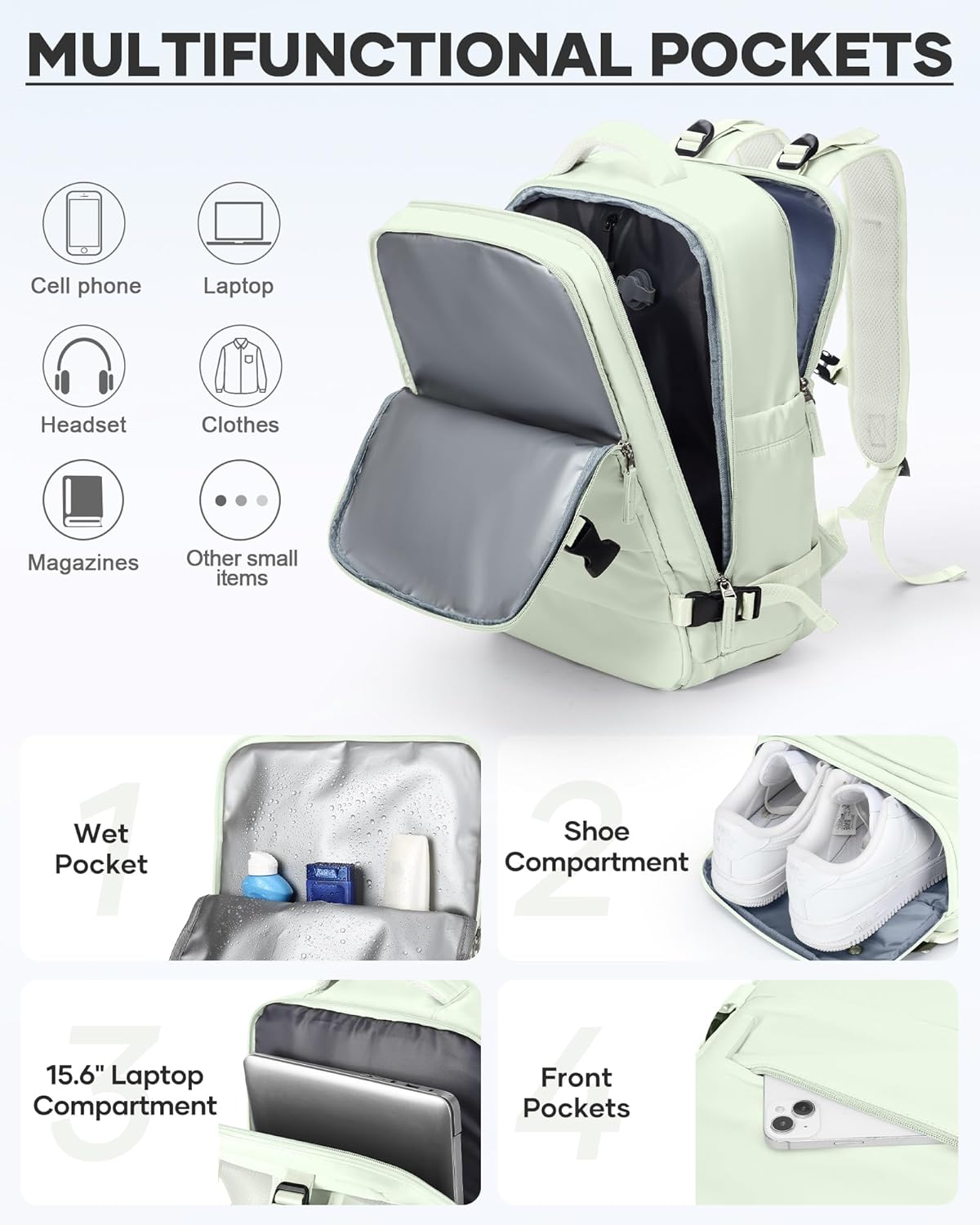 Travel Backpack Carry On Backpack Personal Item Travel Bag Mochila De Viaje Carry On Backpack For Airplanes Traveling Backpack For Women Gym Backpacks College Backpacks Sapphire Blue - Colors A