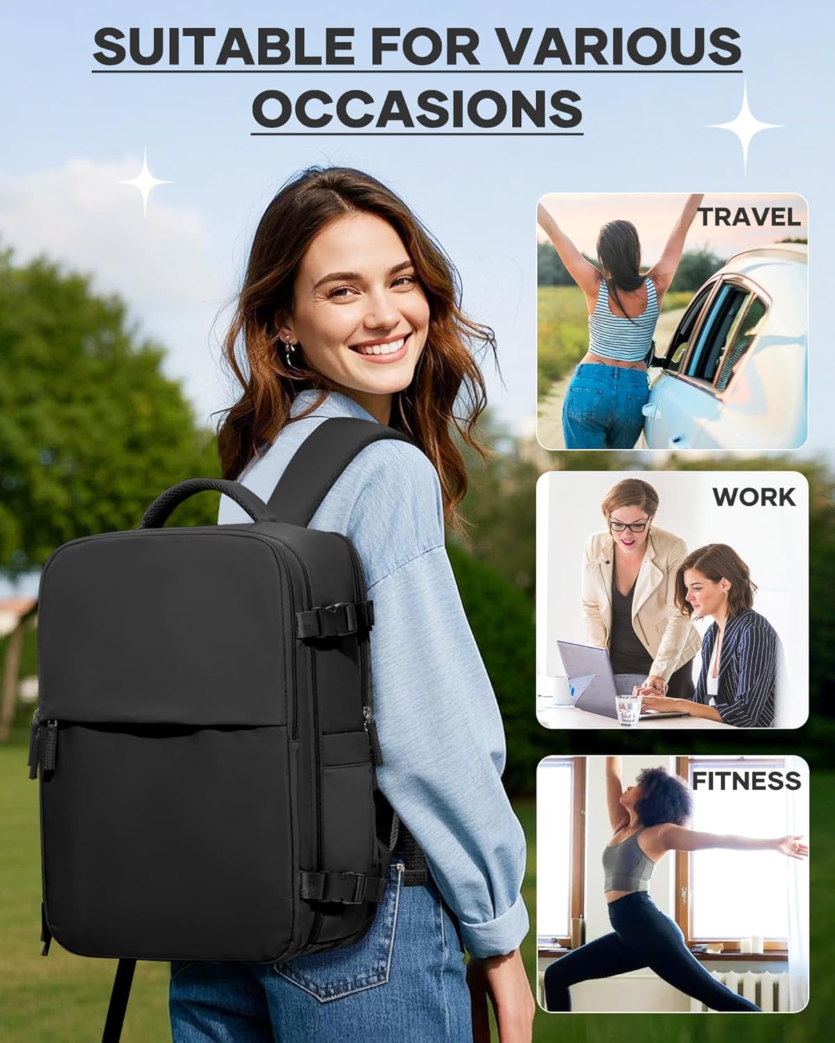 Travel Backpack Carry On Backpack Personal Item Travel Bag Mochila De Viaje Carry On Backpack For Airplanes Traveling Backpack For Women Gym Backpacks College Backpacks Sapphire Blue - Colors A