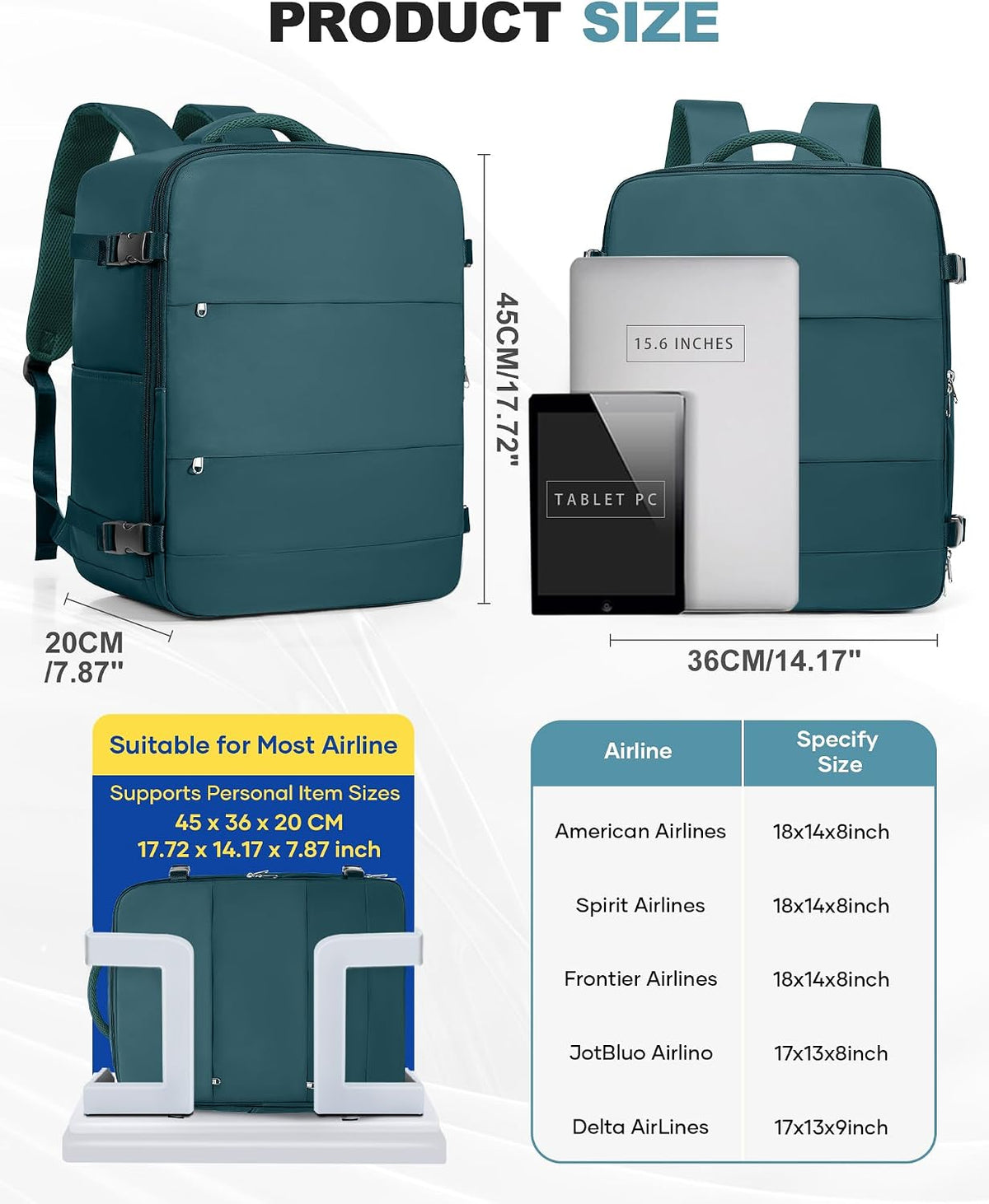 Travel Backpack Carry On Backpack Personal Item Travel Bag Mochila De Viaje Carry On Backpack For Airplanes Traveling Backpack For Women Gym Backpacks College Backpacks Sapphire Blue - Colors A