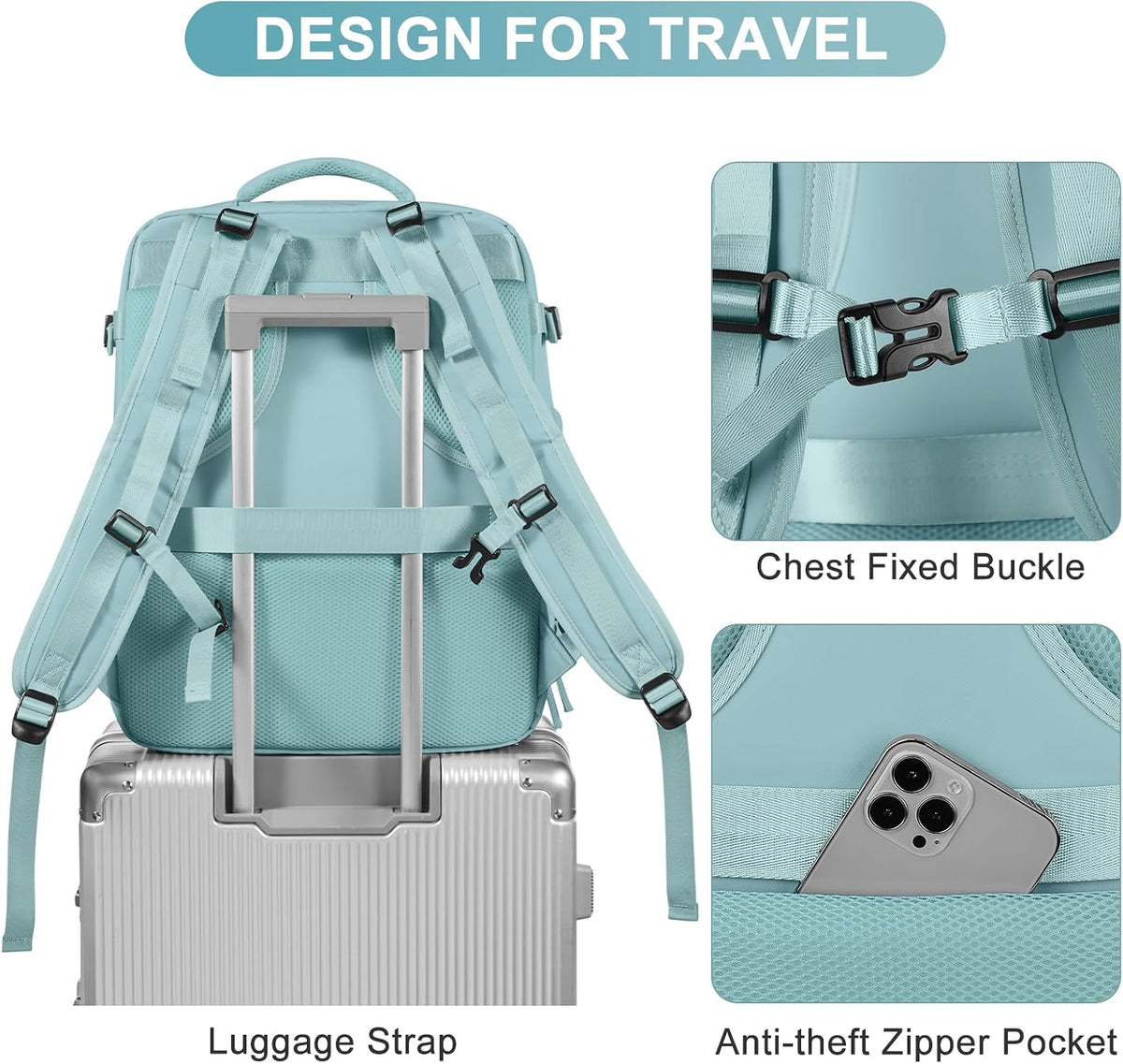 Travel Backpack Carry On Backpack Personal Item Travel Bag Mochila De Viaje Carry On Backpack For Airplanes Traveling Backpack For Women Gym Backpacks College Backpacks Sapphire Blue - Colors A