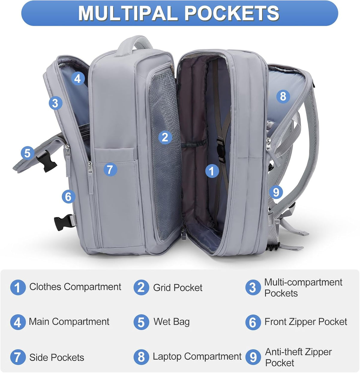 Travel Backpack Carry On Backpack Personal Item Travel Bag Mochila De Viaje Carry On Backpack For Airplanes Traveling Backpack For Women Gym Backpacks College Backpacks Sapphire Blue - Colors A