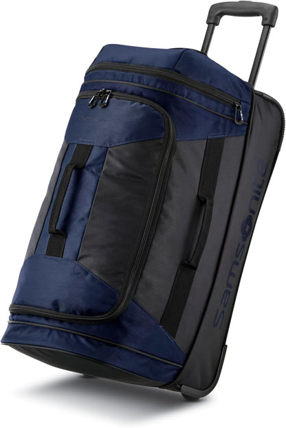 Andante 2 Wheeled Duffel Bag – 32-Inch Durable Rolling Luggage with Inline Skate Wheels, Push-Button Handle & Spacious Compartments – Travel-Friendly and Lightweight- Navy/Black
