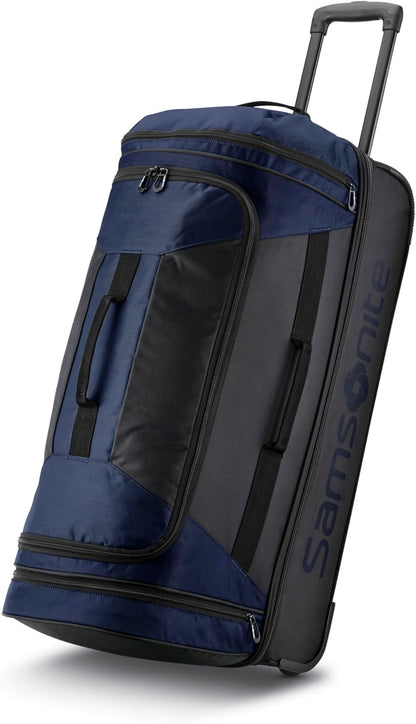 Andante 2 Wheeled Duffel Bag – 32-Inch Durable Rolling Luggage with Inline Skate Wheels, Push-Button Handle & Spacious Compartments – Travel-Friendly and Lightweight- Navy/Black