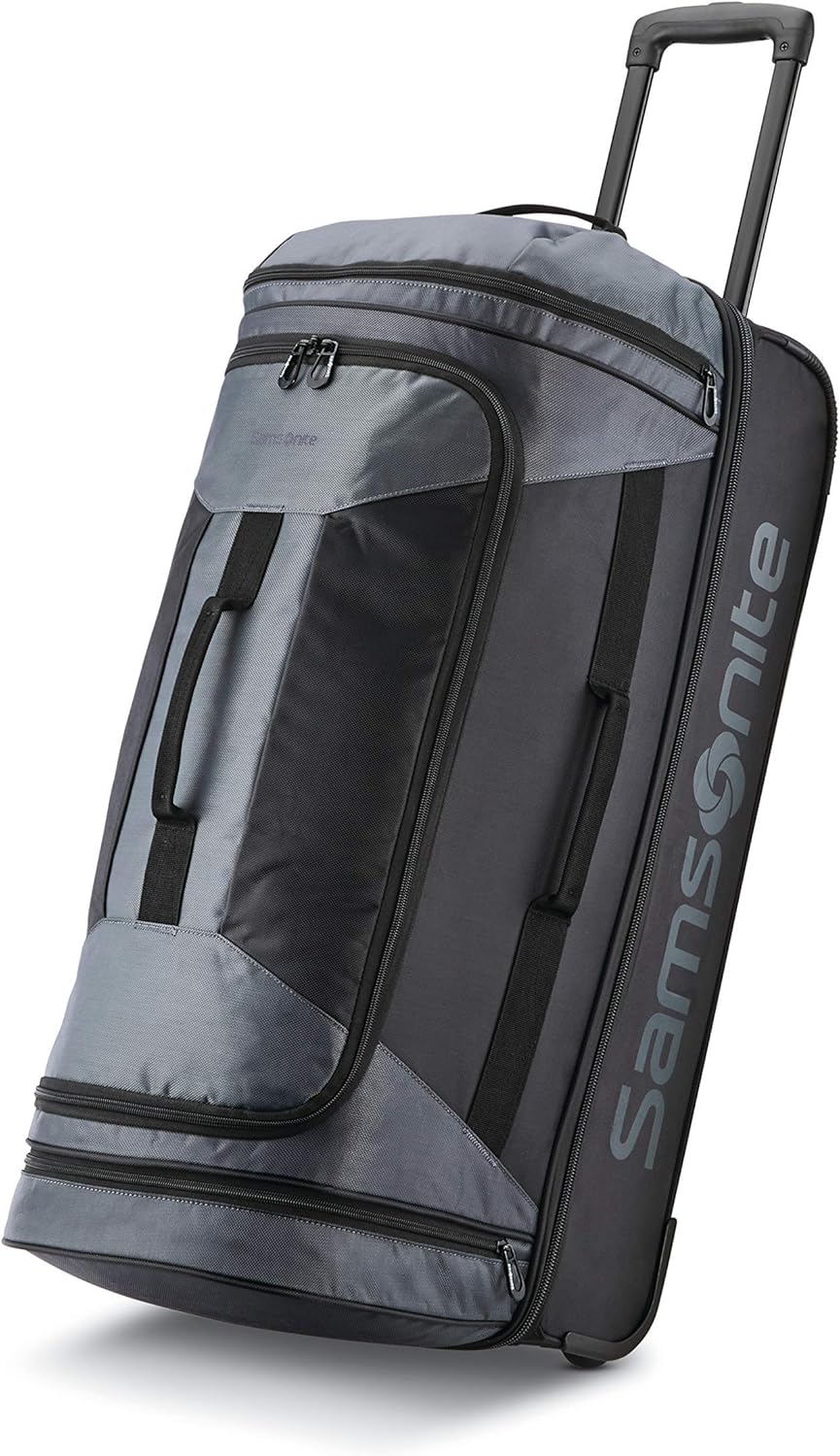 Andante 2 Wheeled Duffel Bag – 32-Inch Durable Rolling Luggage with Inline Skate Wheels, Push-Button Handle & Spacious Compartments – Travel-Friendly and Lightweight- Navy/Black