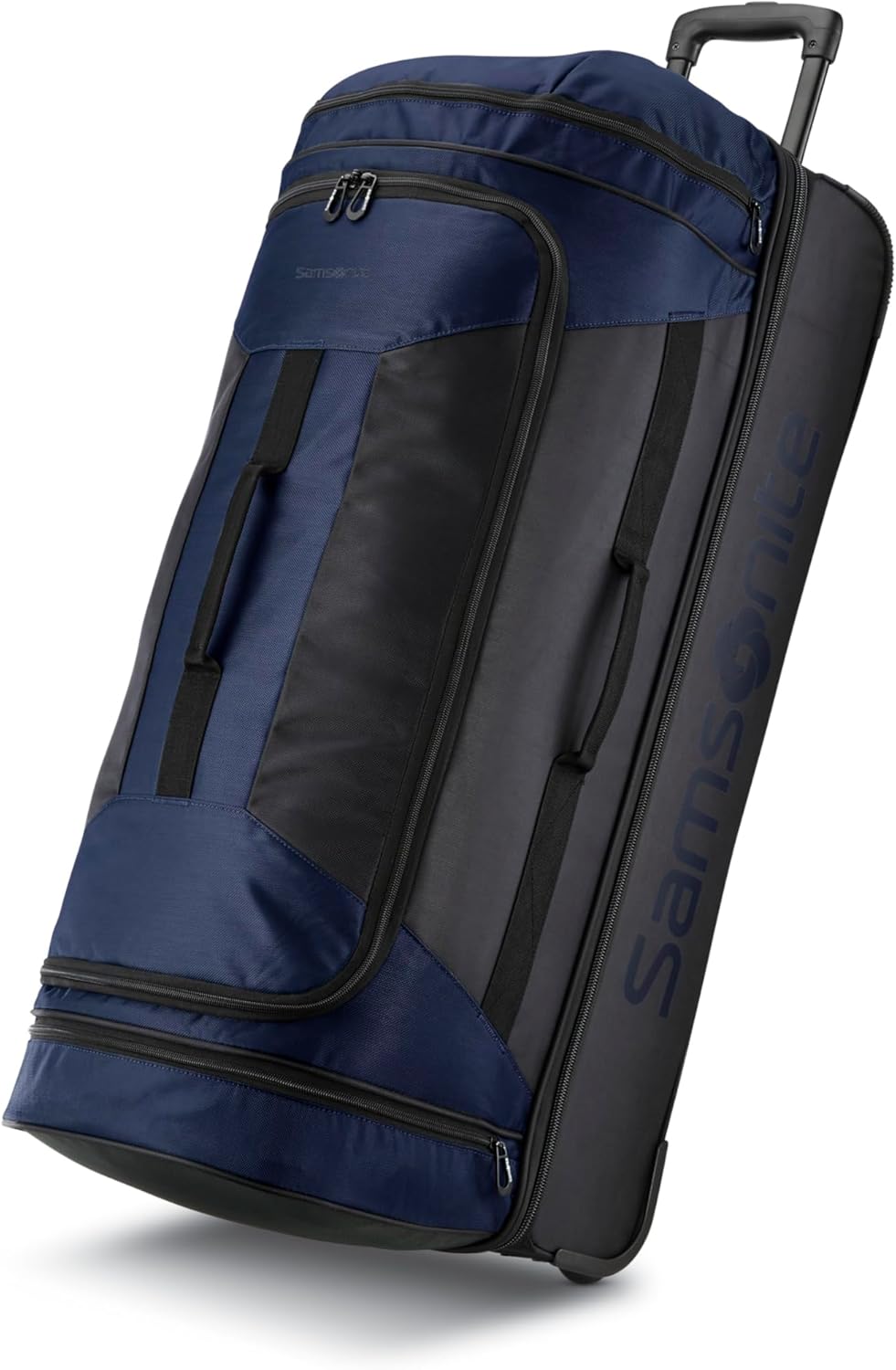 Andante 2 Wheeled Duffel Bag – 32-Inch Durable Rolling Luggage with Inline Skate Wheels, Push-Button Handle & Spacious Compartments – Travel-Friendly and Lightweight- Navy/Black
