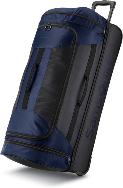 Andante 2 Wheeled Duffel Bag – 32-Inch Durable Rolling Luggage with Inline Skate Wheels, Push-Button Handle & Spacious Compartments – Travel-Friendly and Lightweight- Navy/Black
