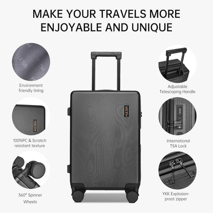 Hulsin 20 IN Hard Shell Carry on Luggage 22x14x9 Airline Approved for Women | Hardside Carry-on Suitcase with Spinner Wheels,Small Lightweight Rolling Suitcase for Travel,Holiday,Business