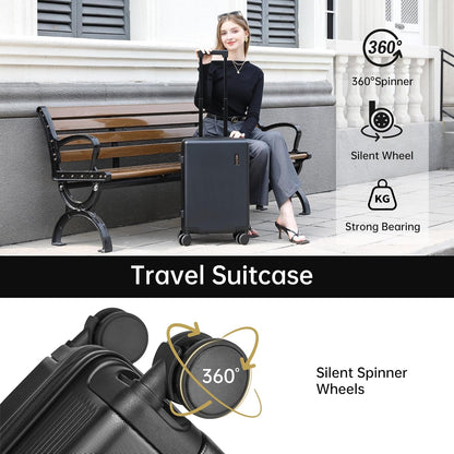 Hulsin 20 IN Hard Shell Carry on Luggage 22x14x9 Airline Approved for Women | Hardside Carry-on Suitcase with Spinner Wheels,Small Lightweight Rolling Suitcase for Travel,Holiday,Business