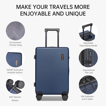 Hulsin 20 IN Hard Shell Carry on Luggage 22x14x9 Airline Approved for Women | Hardside Carry-on Suitcase with Spinner Wheels,Small Lightweight Rolling Suitcase for Travel,Holiday,Business