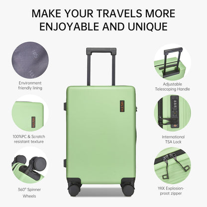 Hulsin 20 IN Hard Shell Carry on Luggage 22x14x9 Airline Approved for Women | Hardside Carry-on Suitcase with Spinner Wheels,Small Lightweight Rolling Suitcase for Travel,Holiday,Business