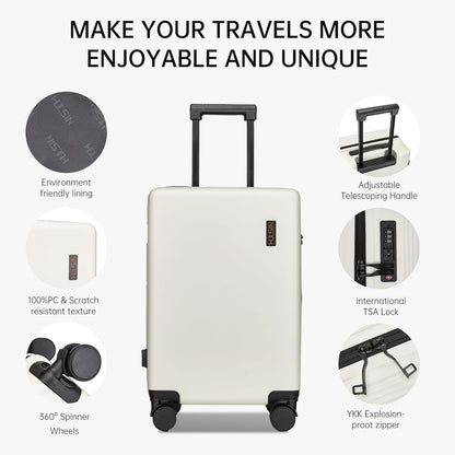 Hulsin 20 IN Hard Shell Carry on Luggage 22x14x9 Airline Approved for Women | Hardside Carry-on Suitcase with Spinner Wheels,Small Lightweight Rolling Suitcase for Travel,Holiday,Business