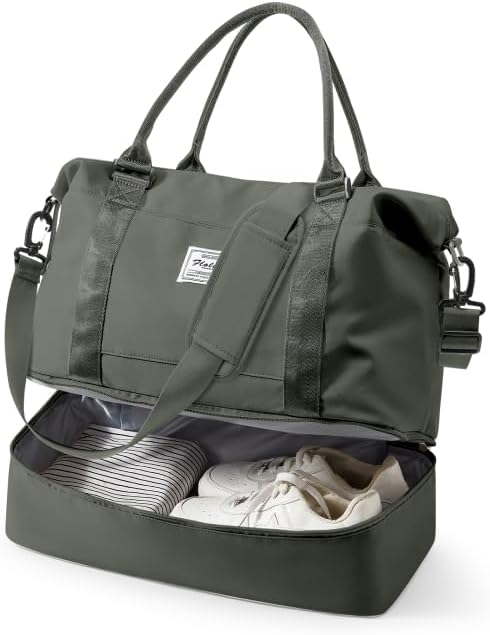 Travel Duffel Bag, 18x14x8 Inches Travel Bag Spirit with Shoes Compartment, Weekender Overnight Bag for Women with Trolley Sleeve, Carry On Bag for Airplanes Sport Tote Gym Bag Black - Colors B