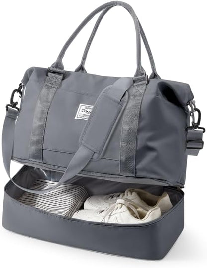 Travel Duffel Bag, 18x14x8 Inches Travel Bag Spirit with Shoes Compartment, Weekender Overnight Bag for Women with Trolley Sleeve, Carry On Bag for Airplanes Sport Tote Gym Bag Black - Colors B
