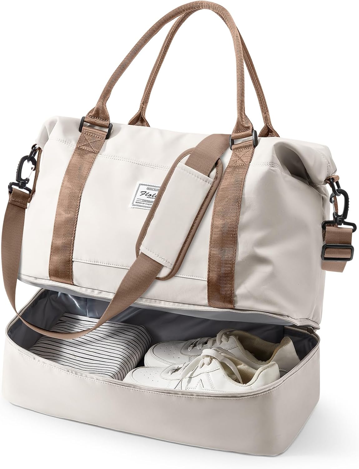Travel Duffel Bag, 18x14x8 Inches Travel Bag Spirit with Shoes Compartment, Weekender Overnight Bag for Women with Trolley Sleeve, Carry On Bag for Airplanes Sport Tote Gym Bag Black - Colors B