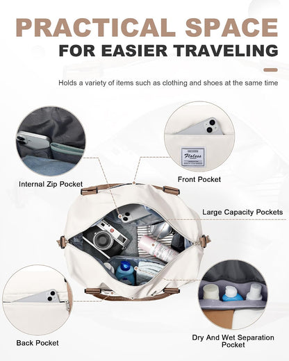 Travel Duffel Bag, 18x14x8 Inches Travel Bag Spirit with Shoes Compartment, Weekender Overnight Bag for Women with Trolley Sleeve, Carry On Bag for Airplanes Sport Tote Gym Bag Black - Colors B
