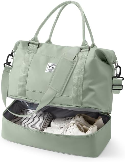 Travel Duffel Bag, 18x14x8 Inches Travel Bag Spirit with Shoes Compartment, Weekender Overnight Bag for Women with Trolley Sleeve, Carry On Bag for Airplanes Sport Tote Gym Bag Black - Colors B