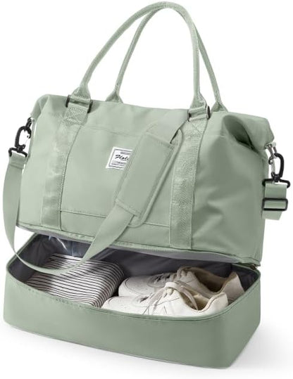 Travel Duffel Bag, 18x14x8 Inches Travel Bag Spirit with Shoes Compartment, Weekender Overnight Bag for Women with Trolley Sleeve, Carry On Bag for Airplanes Sport Tote Gym Bag Black - Colors B