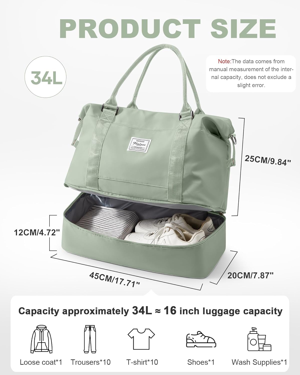 Travel Duffel Bag, 18x14x8 Inches Travel Bag Spirit with Shoes Compartment, Weekender Overnight Bag for Women with Trolley Sleeve, Carry On Bag for Airplanes Sport Tote Gym Bag Black - Colors B