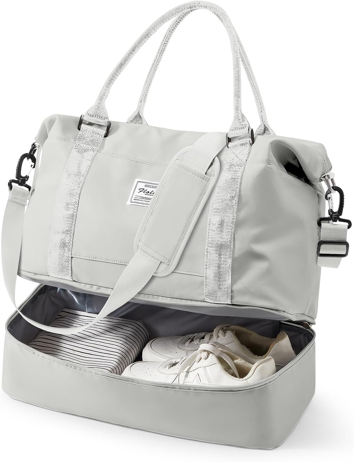 Travel Duffel Bag, 18x14x8 Inches Travel Bag Spirit with Shoes Compartment, Weekender Overnight Bag for Women with Trolley Sleeve, Carry On Bag for Airplanes Sport Tote Gym Bag Black - Colors B