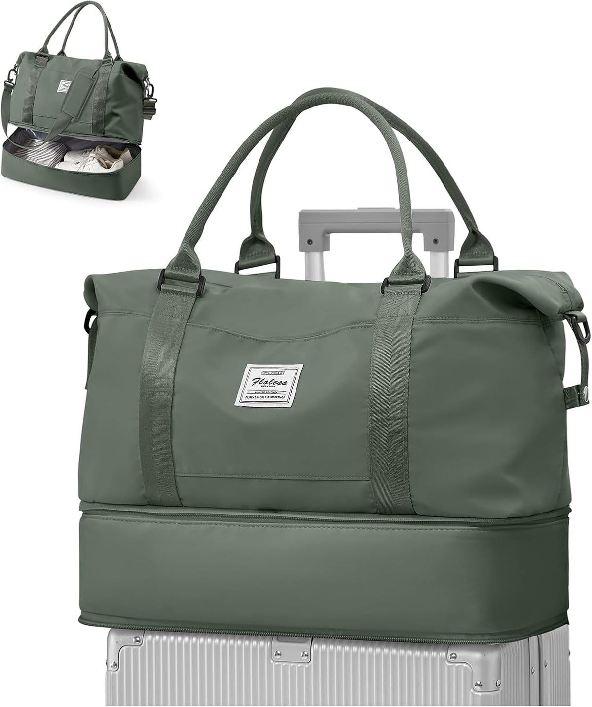 Travel Duffel Bag, 18x14x8 Inches Travel Bag Spirit with Shoes Compartment, Weekender Overnight Bag for Women with Trolley Sleeve, Carry On Bag for Airplanes Sport Tote Gym Bag Black - Colors B