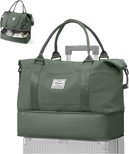 Travel Duffel Bag, 18x14x8 Inches Travel Bag Spirit with Shoes Compartment, Weekender Overnight Bag for Women with Trolley Sleeve, Carry On Bag for Airplanes Sport Tote Gym Bag Black - Colors B