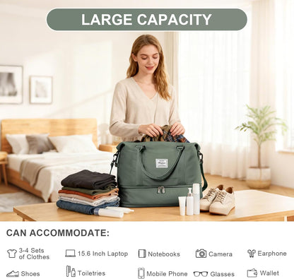 Travel Duffel Bag, 18x14x8 Inches Travel Bag Spirit with Shoes Compartment, Weekender Overnight Bag for Women with Trolley Sleeve, Carry On Bag for Airplanes Sport Tote Gym Bag Black - Colors B