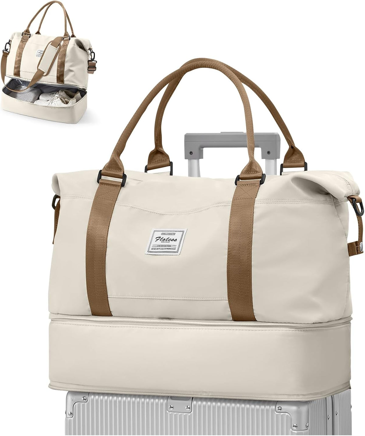 Travel Duffel Bag, 18x14x8 Inches Travel Bag Spirit with Shoes Compartment, Weekender Overnight Bag for Women with Trolley Sleeve, Carry On Bag for Airplanes Sport Tote Gym Bag Black - Colors B