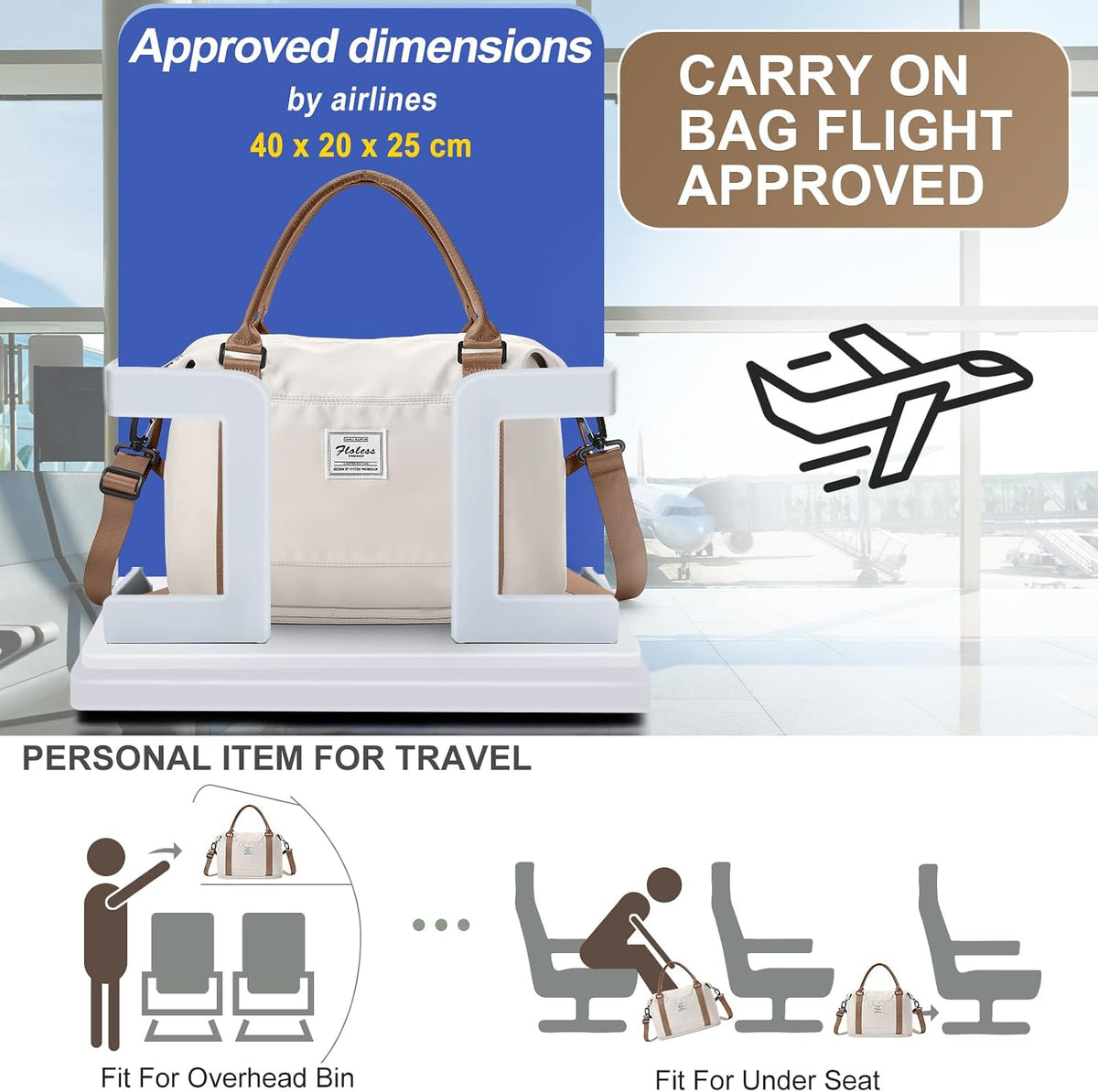Travel Duffel Bag, 18x14x8 Inches Travel Bag Spirit with Shoes Compartment, Weekender Overnight Bag for Women with Trolley Sleeve, Carry On Bag for Airplanes Sport Tote Gym Bag Black - Colors B