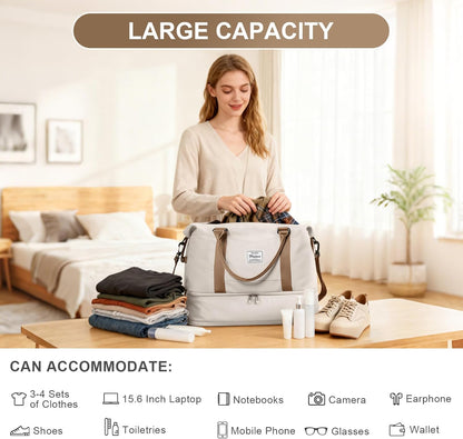Travel Duffel Bag, 18x14x8 Inches Travel Bag Spirit with Shoes Compartment, Weekender Overnight Bag for Women with Trolley Sleeve, Carry On Bag for Airplanes Sport Tote Gym Bag Black - Colors B