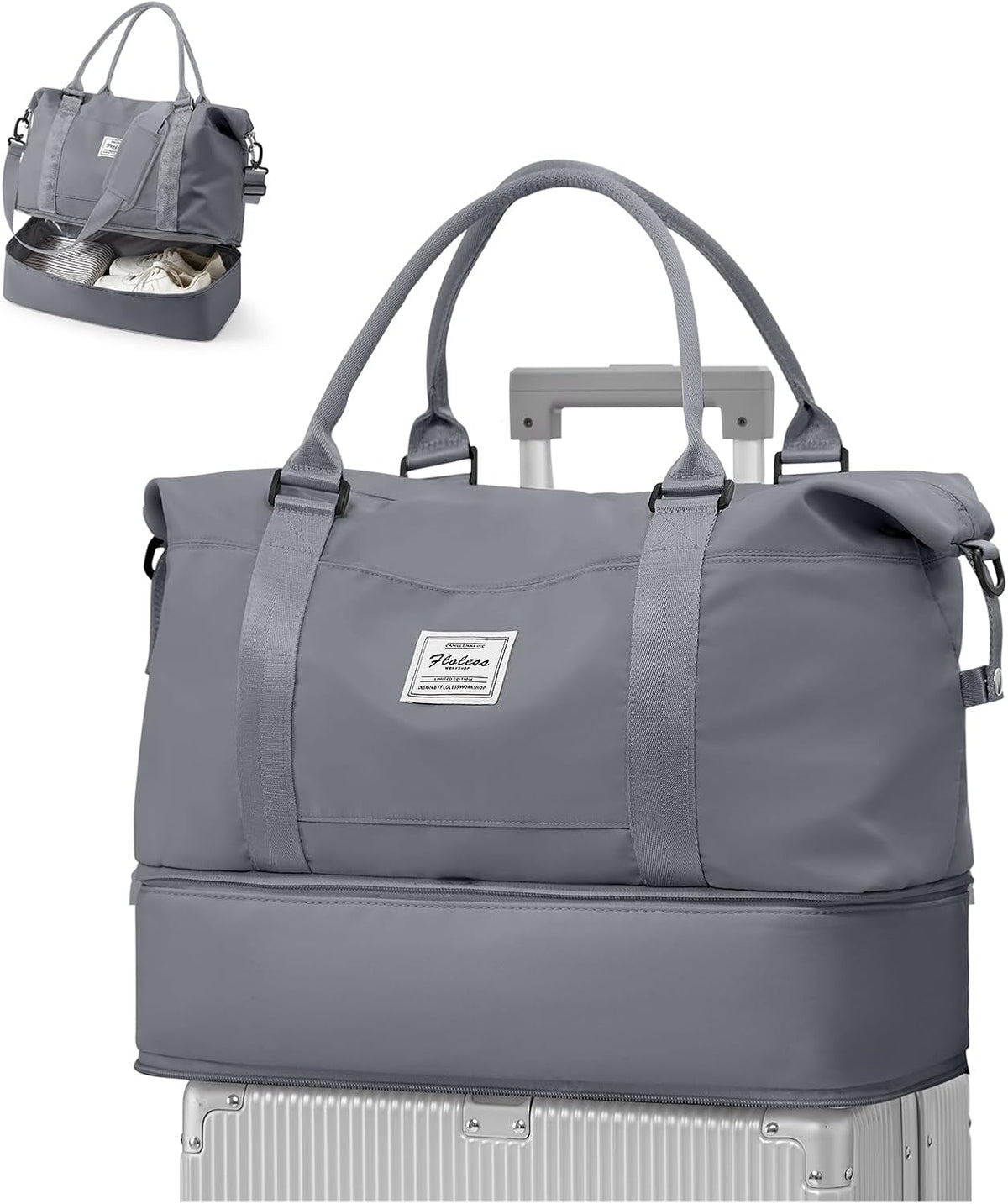 Travel Duffel Bag, 18x14x8 Inches Travel Bag Spirit with Shoes Compartment, Weekender Overnight Bag for Women with Trolley Sleeve, Carry On Bag for Airplanes Sport Tote Gym Bag Black - Colors B